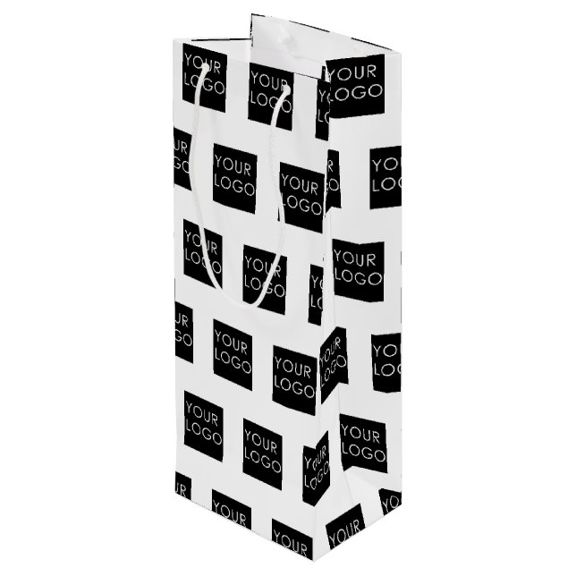 Modern Professional Company Business Logo White Wine Gift Bag (Back Angled)