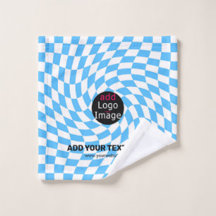 Modern Professional Custom Brand Chequered Pale Bl Wash Cloth