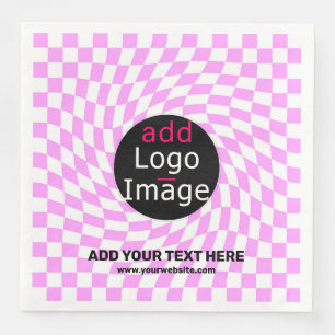Modern Professional Custom Brand Chequered Pink  Napkin
