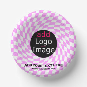 Modern Professional Custom Brand Chequered Pink   Paper Plate