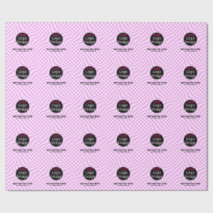 Modern Professional Custom Brand Chequered Pink  Wrapping Paper