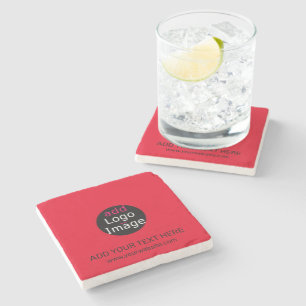 Modern Professional Custom Business Chic Red Stone Coaster