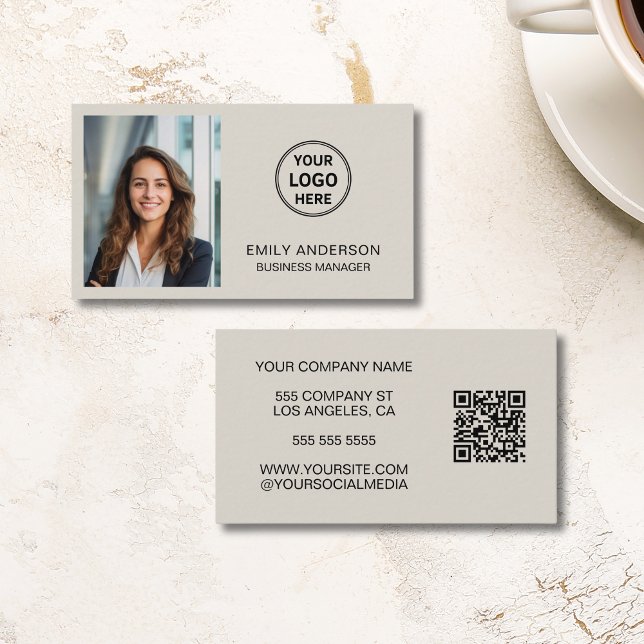 Modern Professional Custom Photo Logo QR Business Card (Modern Professional Custom Photo Logo QR Business Card)