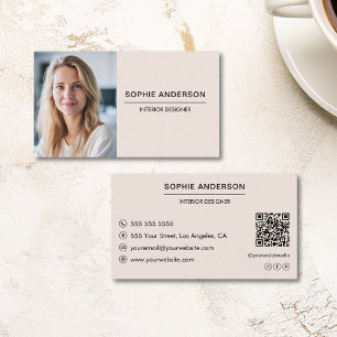 Modern Professional Custom Photo QR Blush Pink Business Card