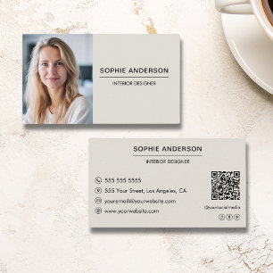 Modern Professional Custom Photo QR Code Business Card