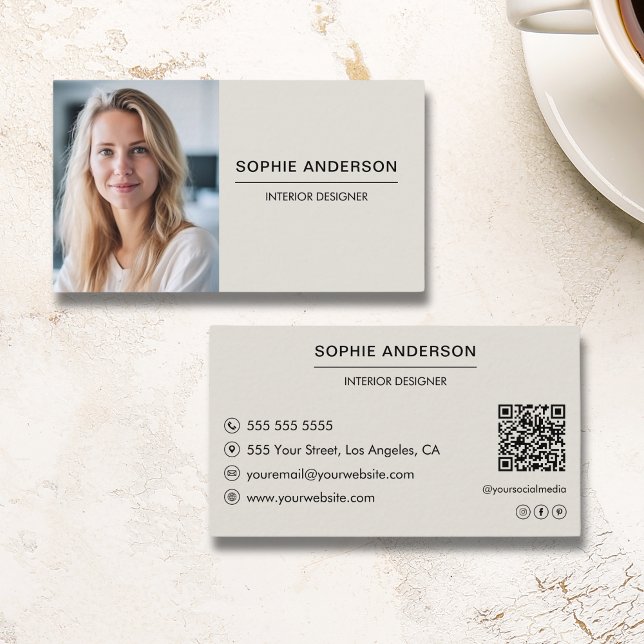 Modern Professional Custom Photo QR Code Business Card (Modern Professional Custom Photo QR Code Business Card)