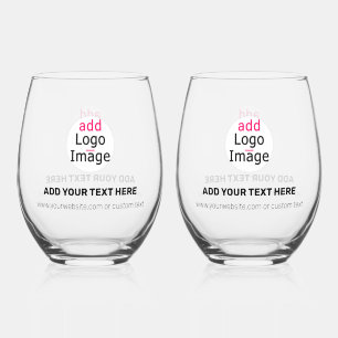 Modern Professional Customisable Business Chic Stemless Wine Glass