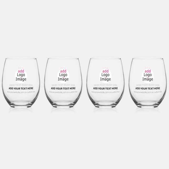 Modern Professional Customisable Business Chic  Stemless Wine Glass (Front)