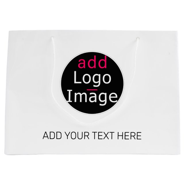 Modern Professional Customisable Business White Large Gift Bag (Front)