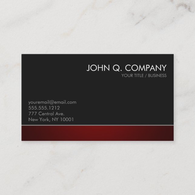 Modern Professional Dark Business Card - Red (Front)