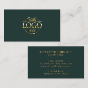 Modern Professional Dark Green Company Logo Business Card