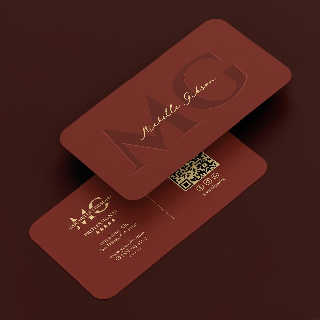 Modern Professional Dark Terracotta Monogram  Business Card (Modern Professional Dark Terracotta Monogram Business Card
)