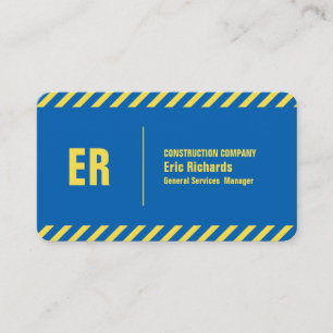 Modern professional diagonal stripe frame blue business card