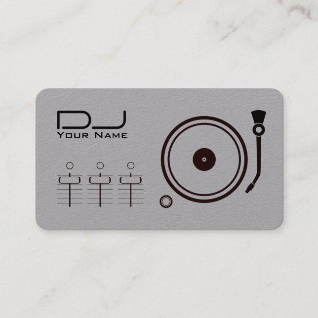 Modern professional DJ player black line grey Business Card (Front)