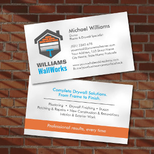 Modern Professional Drywall Plastering Services Business Card