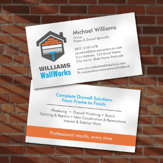 Modern Professional Drywall Plastering Services Business Card