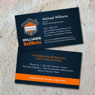 Modern Professional Drywall Plastering Services Business Card