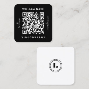 Modern professional duotone QR code Square Business Card