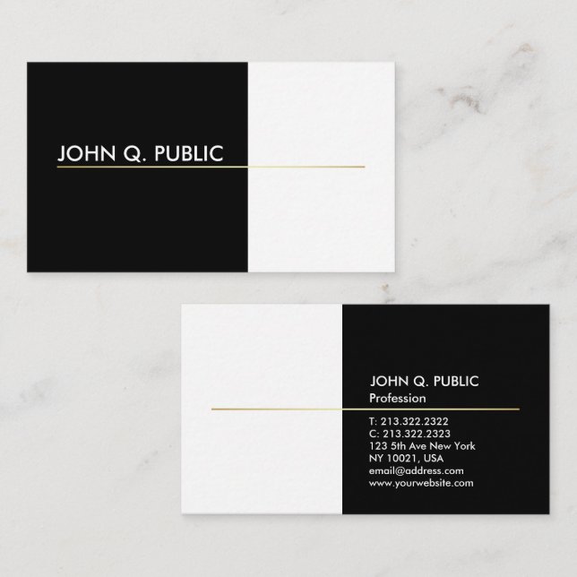 Modern Professional Elegant Black and Gold Colour Business Card (Front/Back)