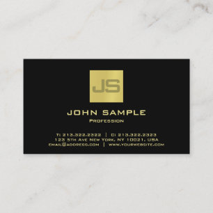 Modern Professional Elegant Black Gold Monogram Business Card