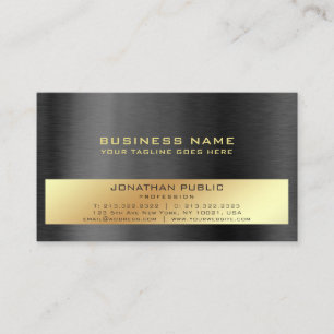 Modern Professional Elegant Black Gold Plain Business Card