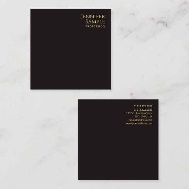 Modern Professional Elegant Black Velvet Template Square Business Card (Front/Back)