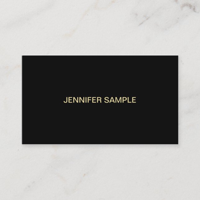 Modern Professional Elegant Black White Gold Business Card (Front)