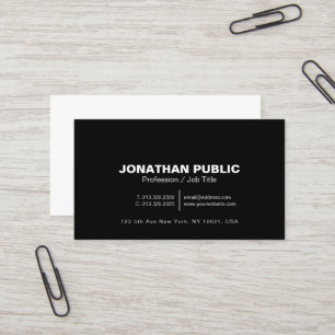 Modern Professional Elegant Black White Minimal Business Card