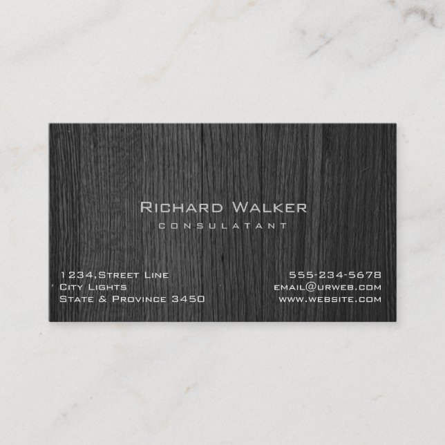 Modern Professional elegant Black Wood Simple Business Card (Front)