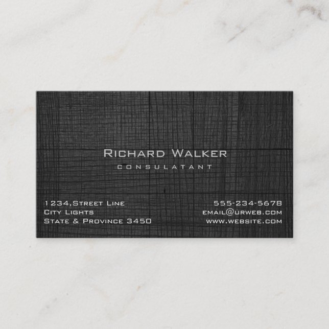 Modern Professional elegant Black Wood Simple Business Card (Front)