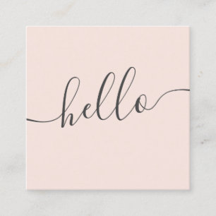 Modern professional elegant blush pink hello square business card