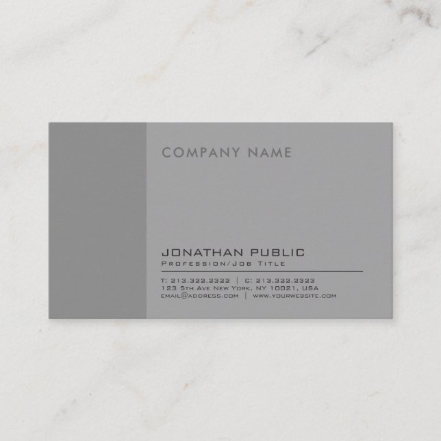 Modern Professional Elegant Company Grey Plain Business Card (Front)