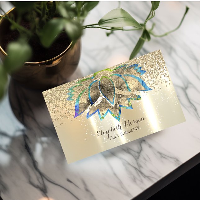 Modern Professional  Elegant,Diamonds,Chic Lotus  Business Card (Creator Uploaded)