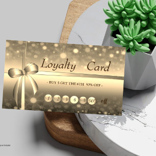 Modern Professional Elegant Gold Bow Loyalty Card