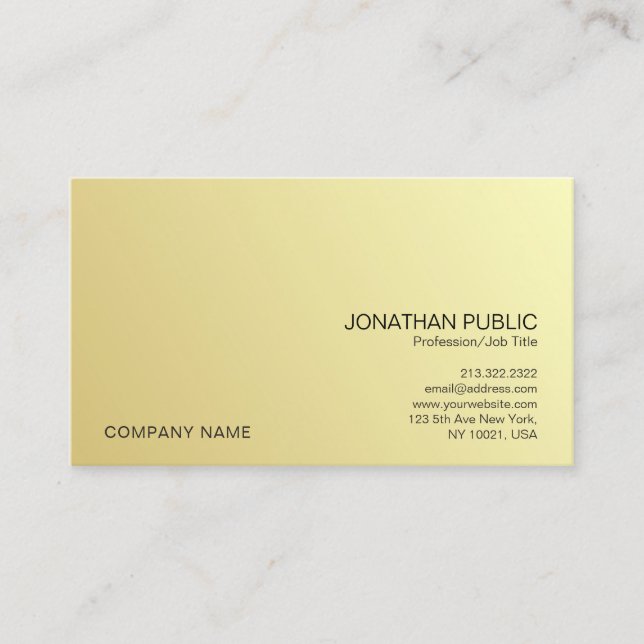 Modern Professional Elegant Gold Look Company Business Card (Front)