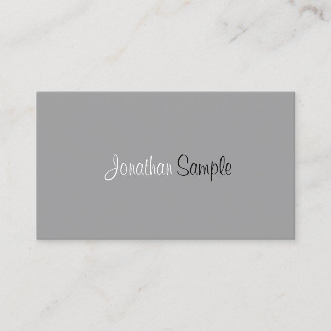 Modern Professional Elegant Grey Minimalist Plain Business Card (Front)