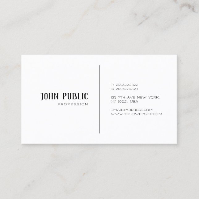 Modern Professional Elegant Minimalist Template Business Card (Front)