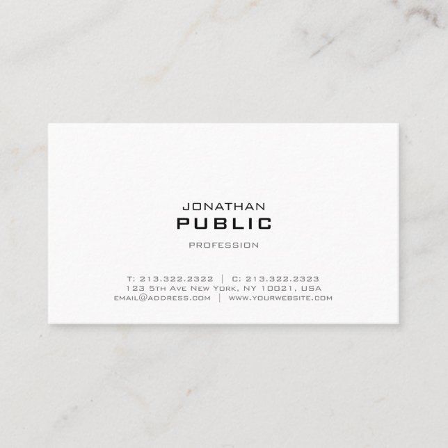 Modern Professional Elegant Minimalistic Plain Business Card (Front)