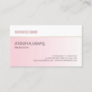 Modern Professional Elegant Pink White Gold Simple Business Card