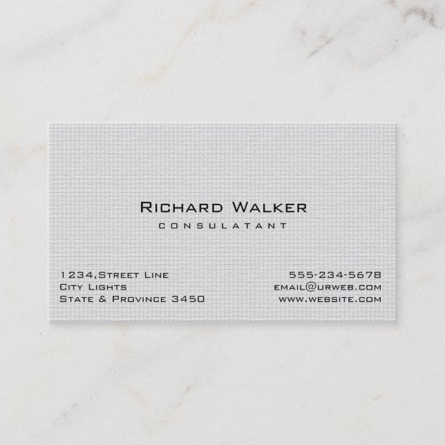 Modern Professional elegant Plain White Simple Business Card (Front)