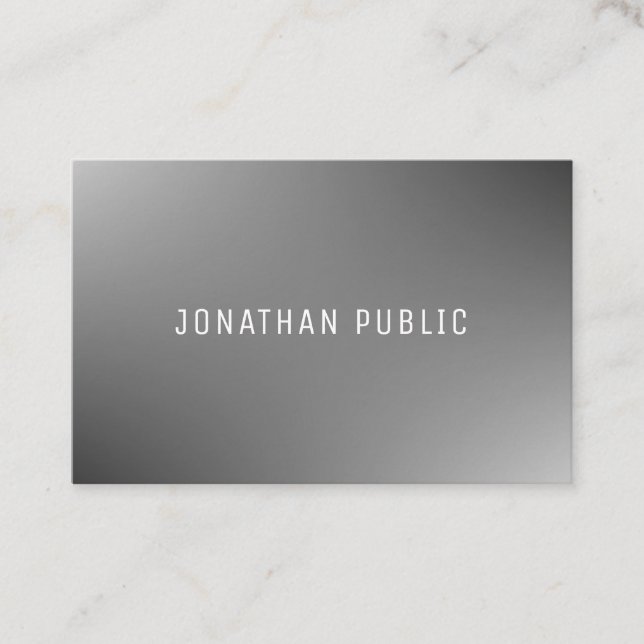 Modern Professional Elegant Simple Grey Template Business Card (Front)
