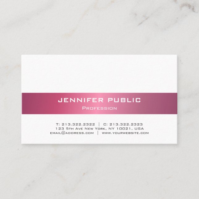 Modern Professional Elegant Simple Plain Chic Business Card (Front)