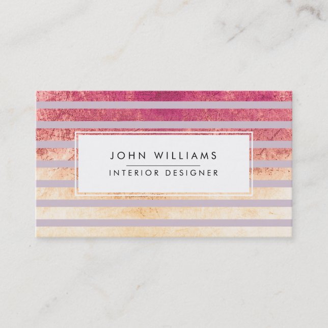 Modern Professional Elegant Striped Chic Business Card (Front)