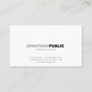 Modern Professional Elegant White Simple Plain Business Card