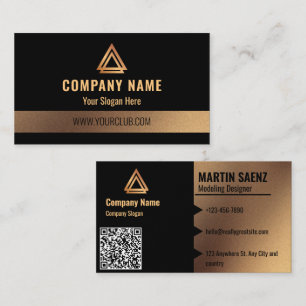 modern professional faux gold & black business card