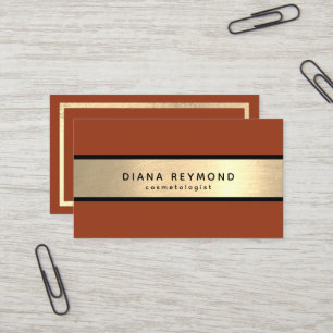 Modern professional faux gold stripe terracotta business card