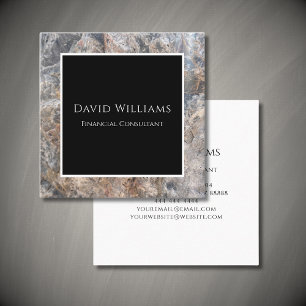 Modern Professional Financial Consultant Marble Square Business Card