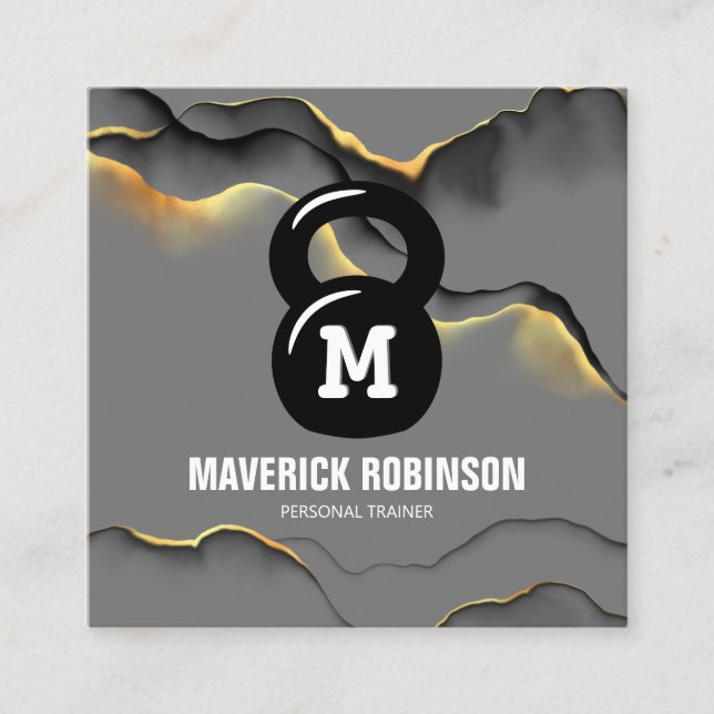 Modern Professional Fitness Trainer Square Business Card (Front)