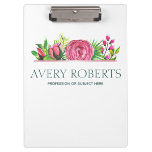 Modern Professional Floral watercolor Clipboard
