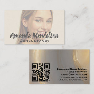 Modern professional full photo overlay QR Business Card